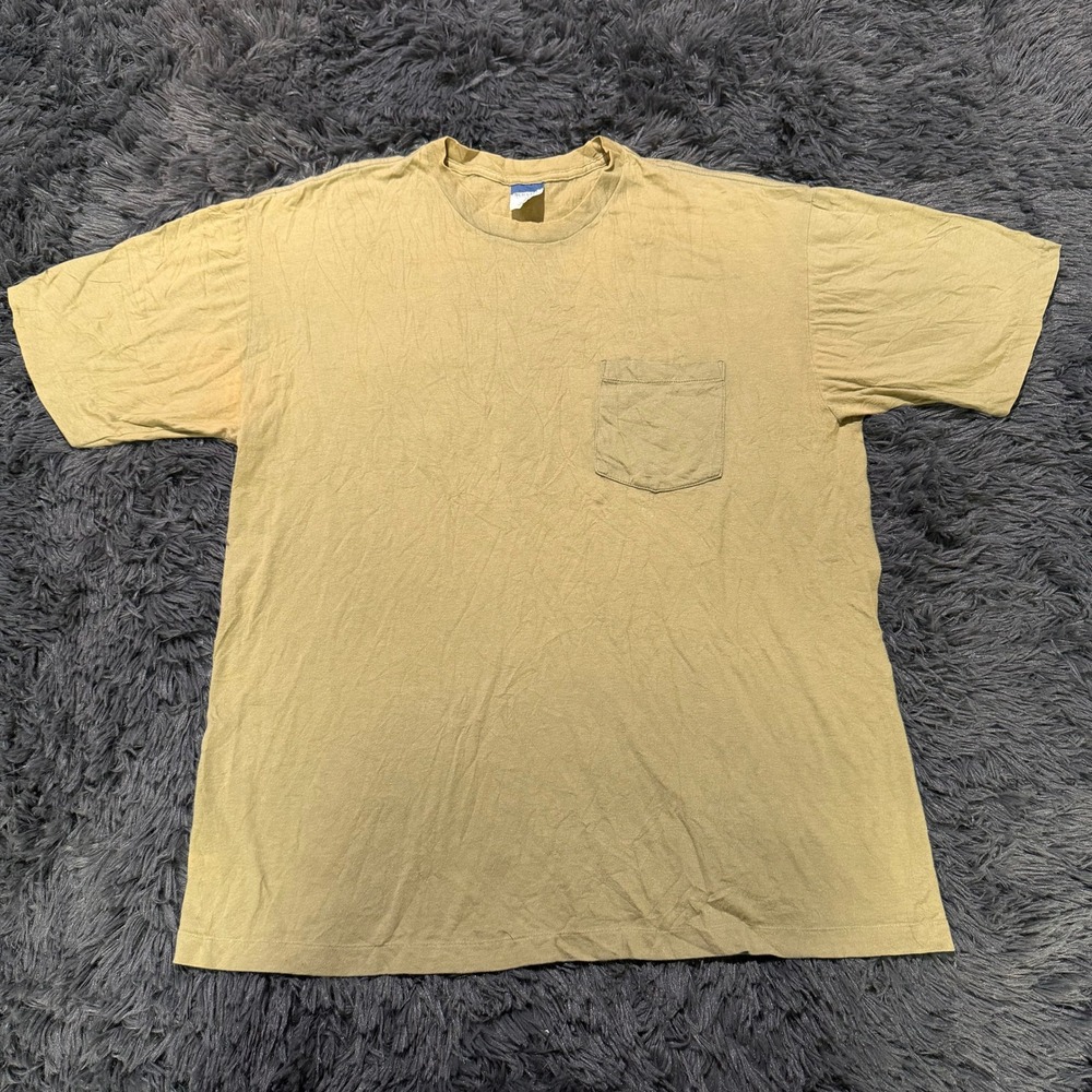 Vintage Old Navy Pocket T-Shirt Mens Large Olive Green Khaki 100% Cotton Tee